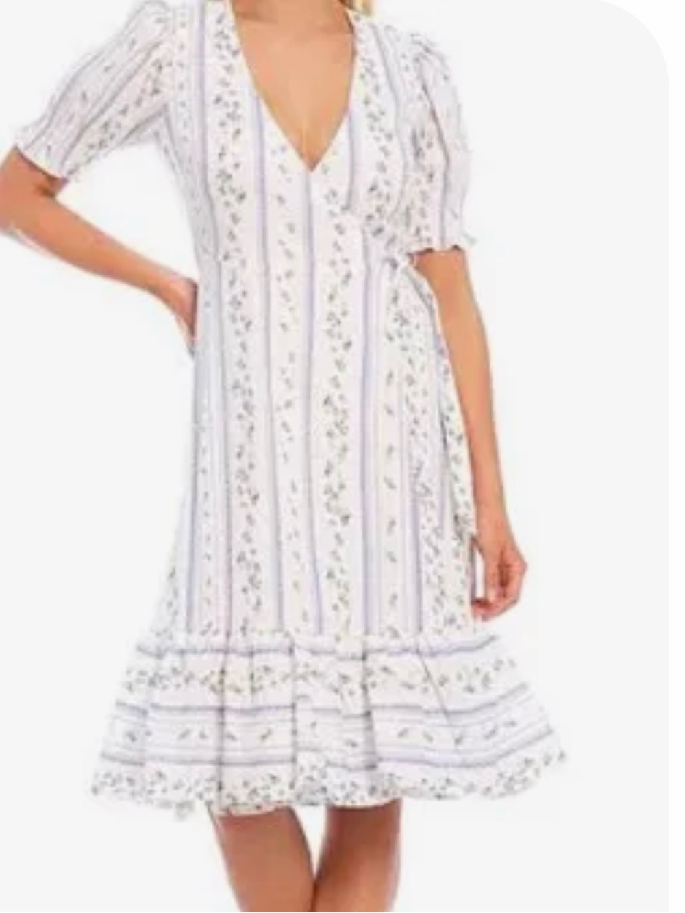 ANTONIO MELANI Cream Midi Dress with Lilac Floral Stripes